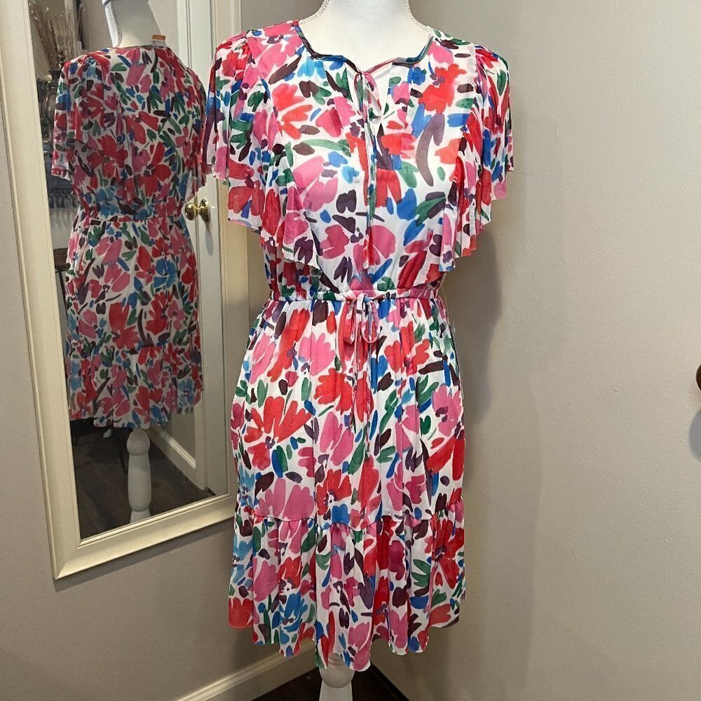 NWT Donna Morgan Floral Petite mini dress with flutter sleeve, Size 2P